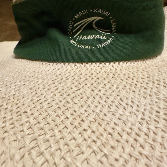 Hawaiian Headwear Straw Sunhat W/ Green Scarf Headband - Picture 6 of 7